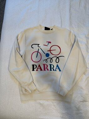 Parra Cream Crewneck Sweatshirt with Bike Graphic - Men